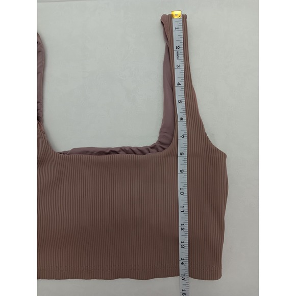 GLYDER‎ Ribbed Square Neck Crop Tank Top Mauve Size M - Picture 5 of 7